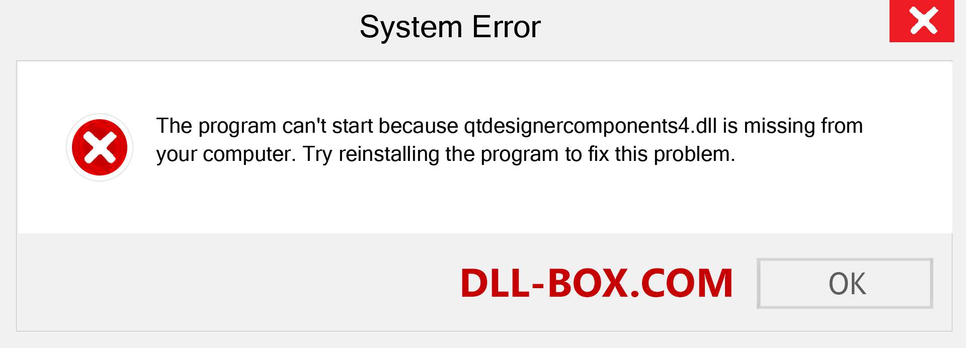  qtdesignercomponents4.dll file is missing?. Download for Windows 7, 8, 10 - Fix  qtdesignercomponents4 dll Missing Error on Windows, photos, images